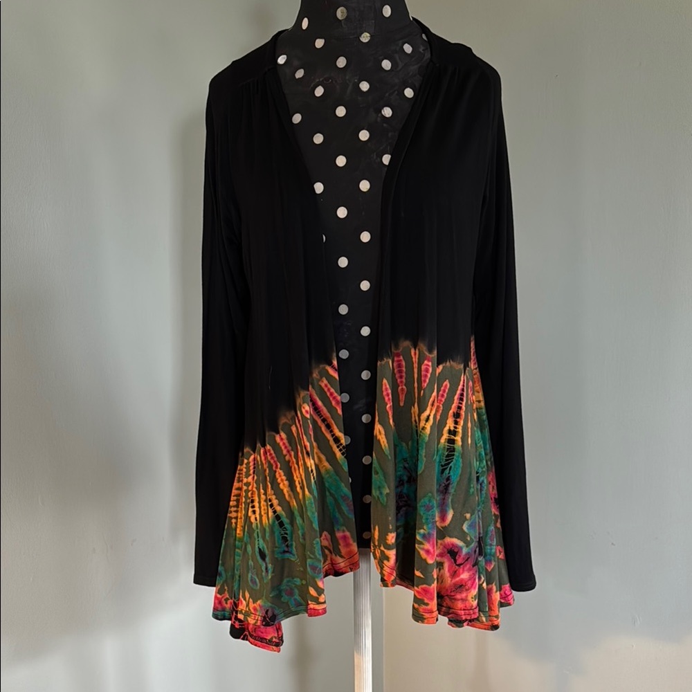 Colorful Tie-Dye Open Cardigan